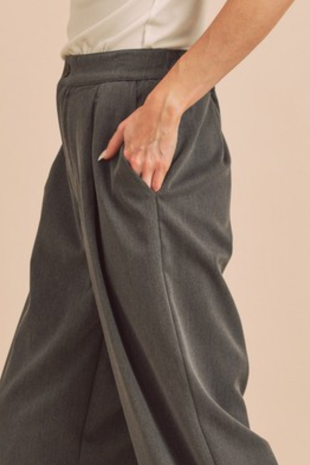 High Waist Wide Leg Pants with Side Pockets
