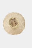Boho Frayed Straw Sun Hat with Wide Brim