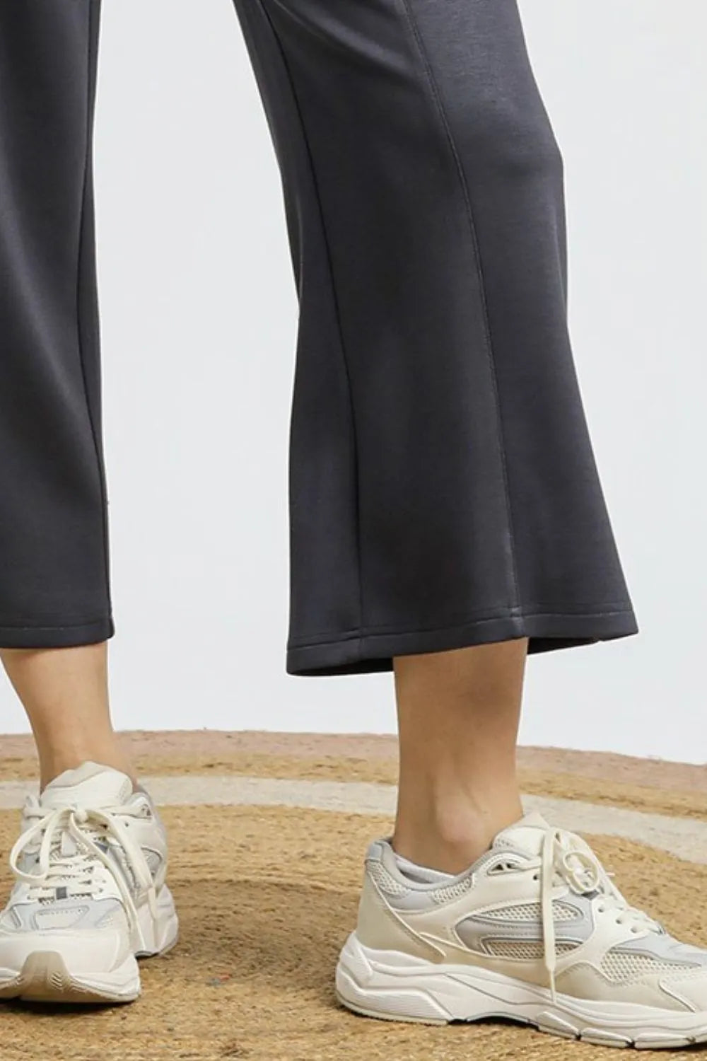 Elastic Waist Cropped Wide-Leg Sweatpants
