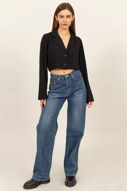 Cropped Button-Down Blazer