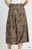 Elastic Waist Leopard Print Midi Skirt