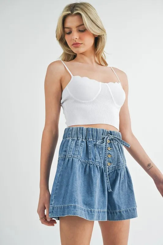 Scalloped Edge Ribbed Knit Cami