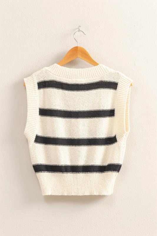 Striped V-Neck Sweater Vest