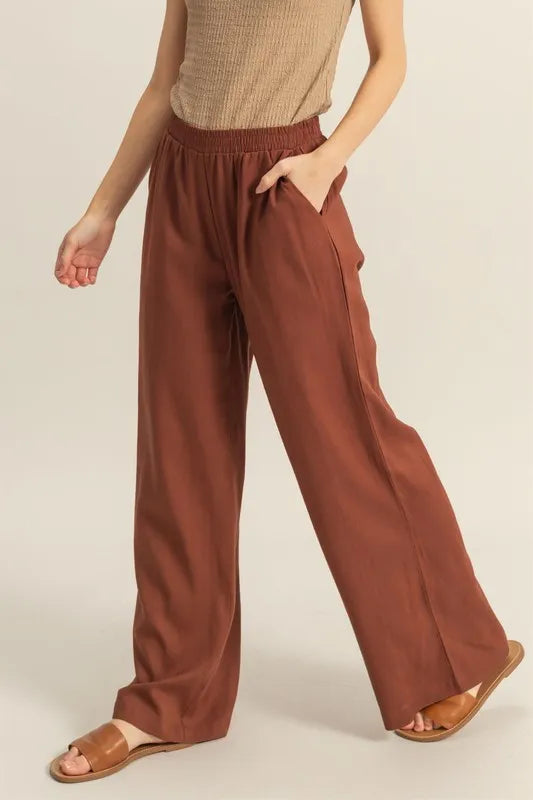 Front Tie Waist Tiered Palazzo Pants