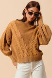 Mineral Washed Loose Fit Textured Cable Sweater