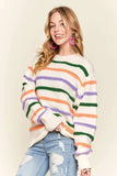 Fluffy Stripe Casual Sweater Top