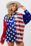 Velvet Sequin American Flag Shirt