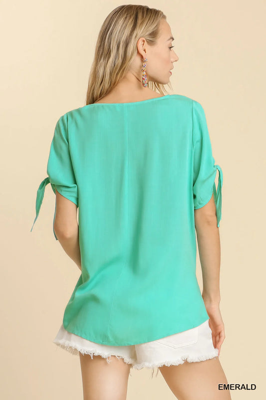 Cold Shoulder Top with Adjustable Knot Details