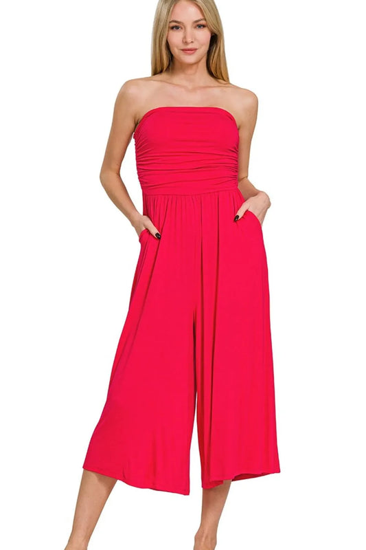 Double Layered Strapless Tube Top Jumpsuit
