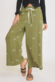 Full Size Lace Drawstring Embroidered Bow Wide Leg Pants Plus Size
