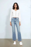 Full Size Tummy Control Back Embroidered Pocketed Bootcut Jeans Plus Size