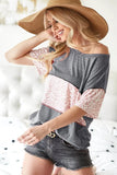 Triblend Knit with Leopard Block Out Stitching