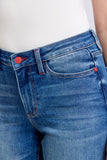 Full Size Plaid Print Cuff Straight Leg Jeans with Pockets