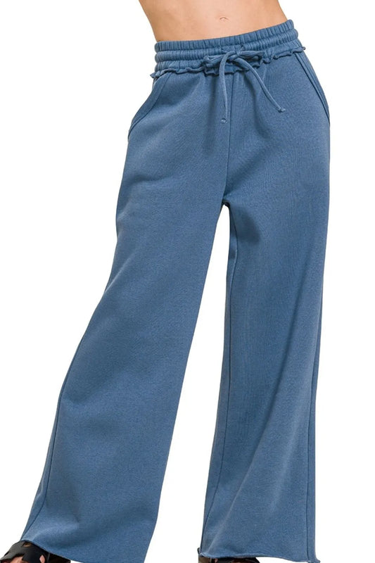 Fleece Exposed Seam Wide Leg Sweatpants