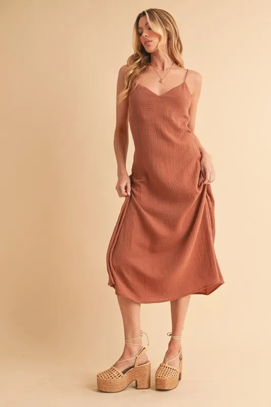 Side Button Midi Cami Dress