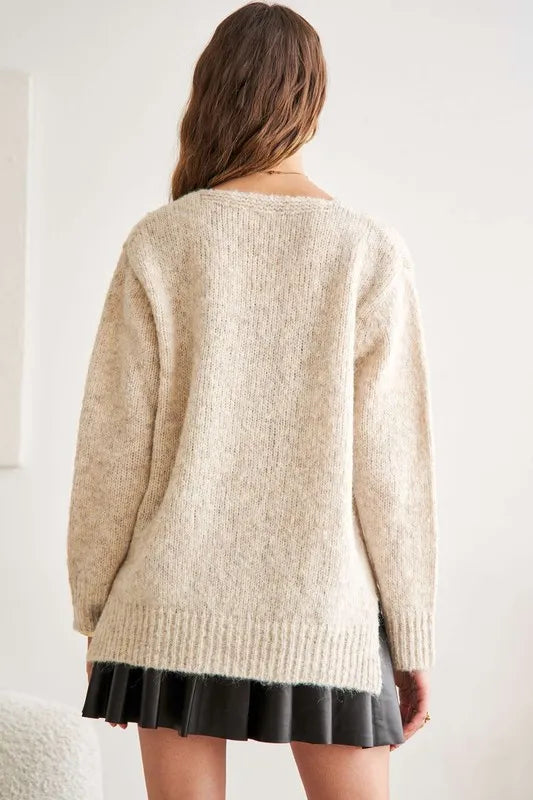 Two Tone Sweater Tunic Top