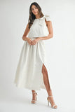 Taffeta Polka Dot Shoulder Ribbon Top and Skirt Set