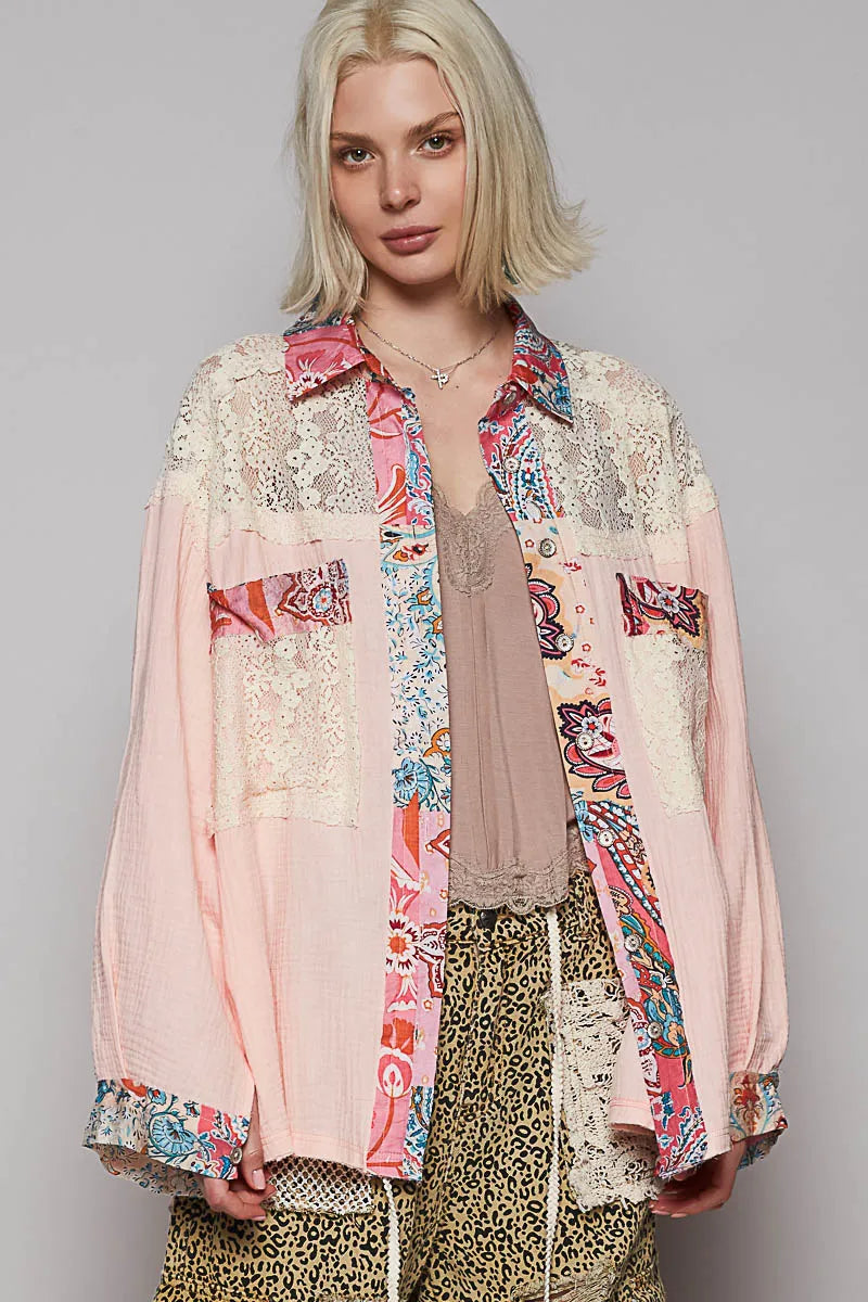 Patchwork Bohemian Balloon Sleeve Blouse