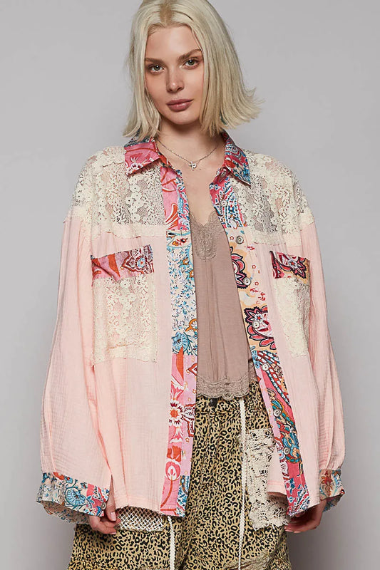 Patchwork Bohemian Balloon Sleeve Blouse